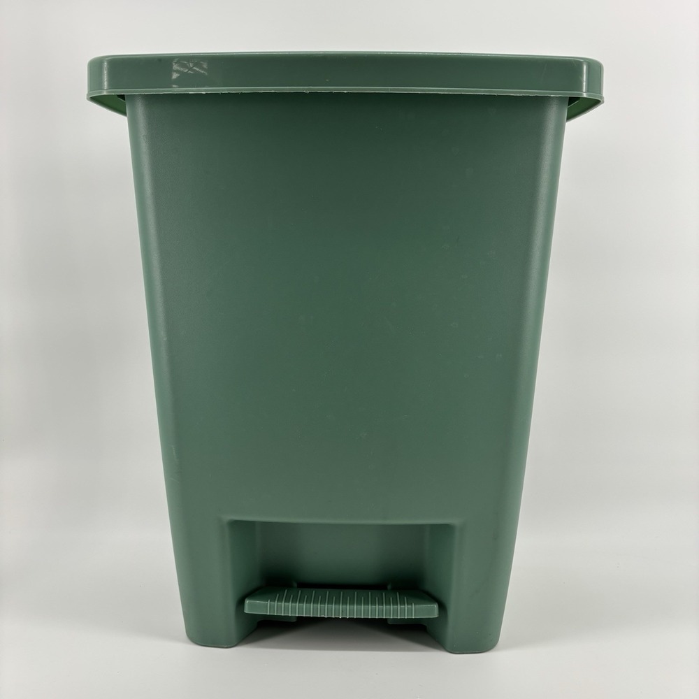Vintage Rubbermaid Front Step-On Rectangle Trash Can Green With Lid